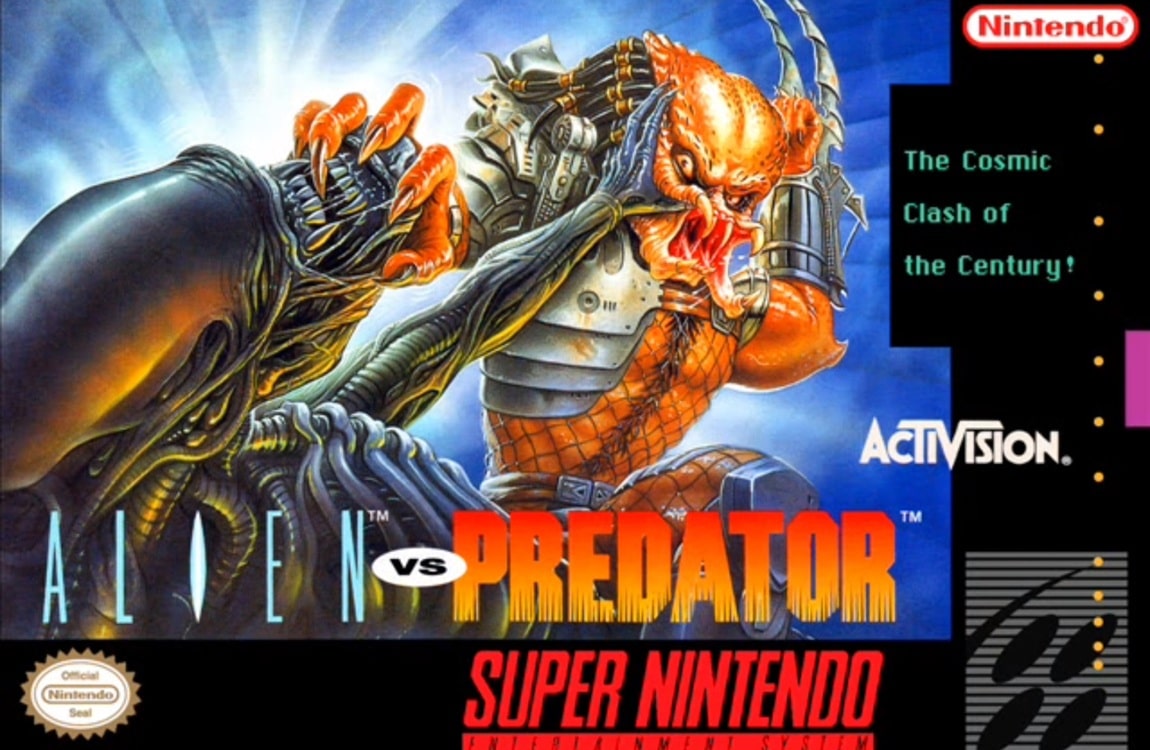 The cover of Aliens vs. Predator SNES