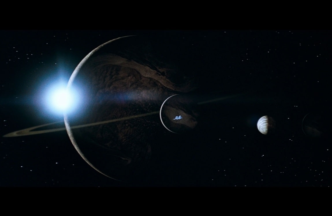 The planet Calpamos with its three moons, one being LV-426