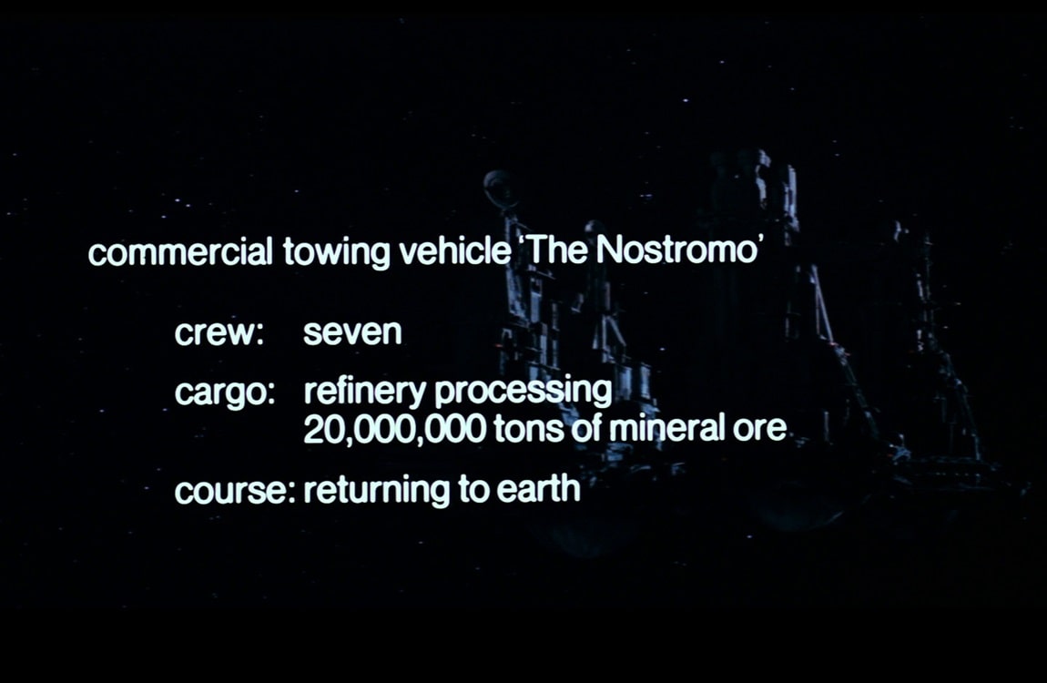The opening card of the Nostromo from the start of Alien