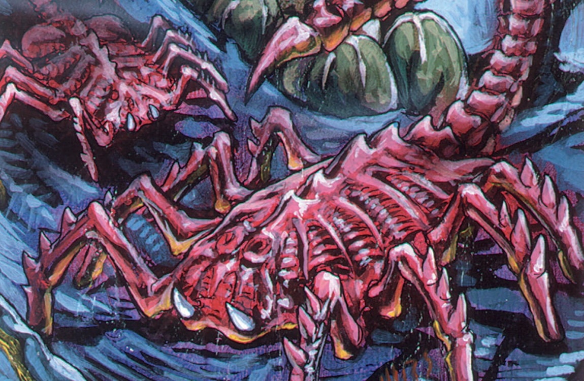 A giant red Facehugger from the Aliens: Space Marines comics