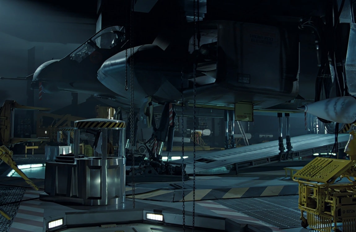 The Hangar Deck of the USS Sulaco, with a dropship