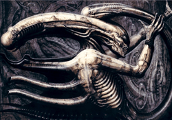 The Xenomorph Dorsal tubes on a Giger painting